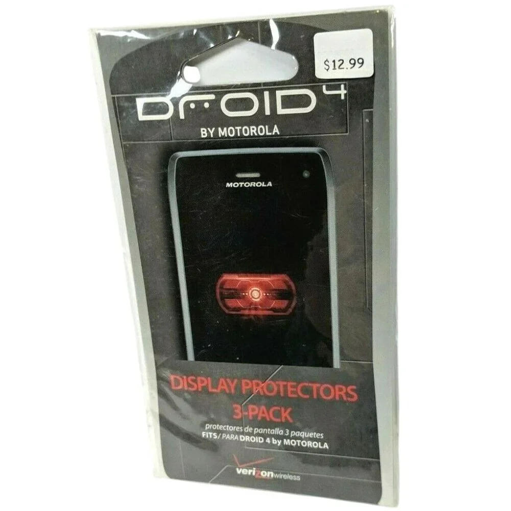 Droid 4 By Motorola Display Protectors 3-Pack With Screen Wipe & Smoothing Card